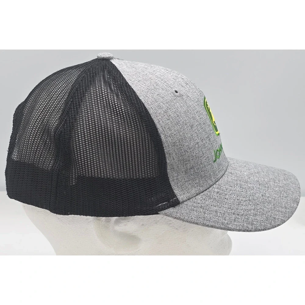 John Deere Trucker Hat Grey Black Embroidered Logo Snapback